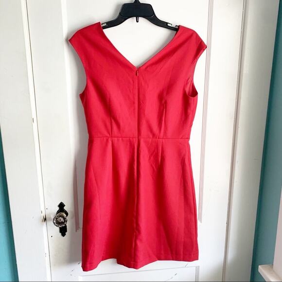 LOFT Sleeveless Faux Wrap V-Neck Cap Sleeve Dress Red Size 2 NWT Side Buttons - Picture 9 of 11